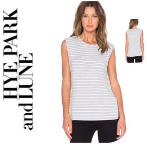 HYE PARK & LUNE GRAY AND WHITE STRIPED DYLAN TANK